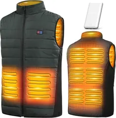 LABCOOL ヒーターベスト 電熱ベスト USB給電 10 000ｍAhバッテリー付属 9つヒーター ３段階温度調整 最大7時間 洗濯可 通勤/釣り/キャンプ/アウトドアに最適 (ダークグリーン,  L)