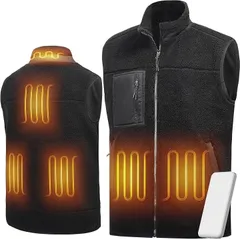 LABWIND 電熱ベスト ヒーターベスト ボアフリース USB給電式 10000mAhバッテリー 最大60℃ 3段階温度調節 速暖 PSE認証済み 防寒対策 丸洗いOK オフィス/通勤/アウトドアに最適 (ブラック,  L)