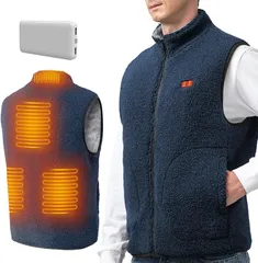 LABWIND 電熱ベスト ヒーターベスト ボアフリース ヒットベスト USB給電 最大60℃ 3段階温度調整 12000mAhモバイルバッテリー付き 速暖 防寒対策 丸洗い 男女兼用 (ネイビー,  XL)