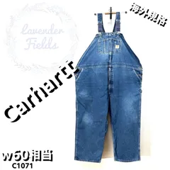 カーハートCarharttデニムオーバーオールC1071大きいサイズペインターパンツパッチロゴ極太w60アメリカ古着