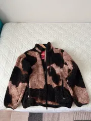 Supreme THE NORTH FACE ザノースフェイス ブリーチド デニム プリント フリース ジャケット ブラック