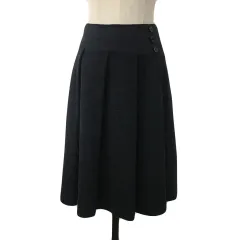 アンタイトル UNTITLED スカート プリーツ 膝丈 ウール アンゴラ混 無地 1 グレー 黒 ブラック