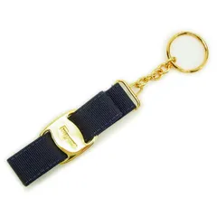 【最大30％OFF】サルヴァトーレフェラガモ Salvatore Ferragamo キーリング ヴァラリボン ネイビー×ゴールド レディース 中古
