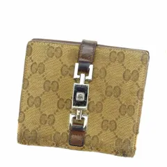 【最大30％OFF】グッチ GUCCI 二つ折り財布 ＧＧキャンバス×ジャッキー金具 ブラウン系 レディース 中古