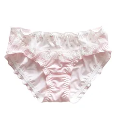 【新品】 [VOVOSTAR] ショーツ 可愛い 人造シルク生地 学生 花柄 刺繍 蝶結び 姫パンツ シームレス かわいい 少女雰囲気 フリル レディース 透気快適 (JP, アルファベット, M, ピンク)