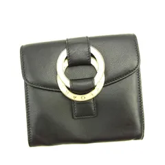 【最大30％OFF★ウィンターセール】ブルガリ BVLGARI 三つ折り財布 ダブルロゴリング ブラック×ゴールド系 レディース 中古