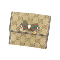 【最大30％OFF】グッチ GUCCI 二つ折り財布 ＧＧキャンバス ブラウン×ベージュ レディース 中古