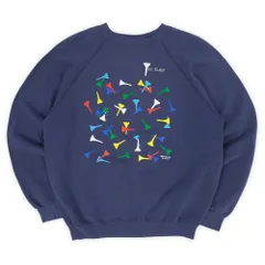 ヘインズ Hanes 80s 80年代 プリントスウェット 発泡プリント 珍品 ラグランスリーブ ゴルフ ティー MADE IN USA アメリカ製 ヴィンテージ 古着 メンズ スウェット・トレーナー ネイビー / 紺 XL【中古】