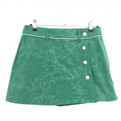 【美品】アドミラル スカート グリーン 花総地模様 ロゴピンク 内側パンツ レディース L ゴルフウェア Admiral