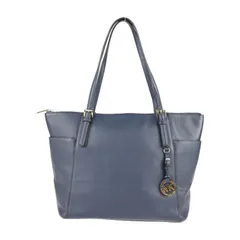 超美品 Michael Kors マイケルコース JET SET ITEM トートバッグ 35H7GTTT9L レザー ネイビー系 ゴールド金具 ショルダーバッグ