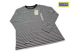MUJI 無印良品 クルーネック 長袖Tシャツ 天竺編み 黒ボーダー レディースM 未使用品 【送料無料】 A-9037【質屋出品】