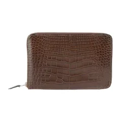 美品 HERMES エルメス アザップ コンバイン 二つ折り財布 アリゲーター ハバナ ダークブラウン系 ラウンドファスナー 長財布 □M刻印【本物保証】 HERMES エルメス アザップ コンバイン 二つ折り財布 アリゲーター