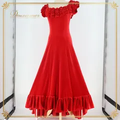 フラダンス★アロハスタンダード赤いベロアドレスハワイレッド フラダンス 衣装 レッド系 ワンピース ドレス アロハスタンダード フラ