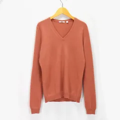UNIQLO ユニクロ レディース Lサイズ カシミヤ 100% ニット セーター Vネック 長袖 ブラウン オレンジ 078065