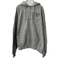 Champion ロゴスウェット パーカー 2XL グレー チャンピオン フーディー ハーフジップ 刺繍プリント ビッグサイズ トップス 秋物 a712-6179