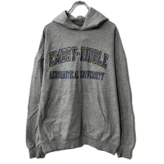 Champion プリントスウェット パーカー 2XL グレー チャンピオン フーディー プルオーバー カレッジ ビッグサイズ 秋物 a712-6221