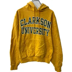 Champion プリントスウェット パーカー S イエロー チャンピオン フーディー プルオーバー カレッジ トップス 秋物 a712-6225