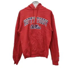 Champion 00s プリントスウェット パーカー S レッド チャンピオン トレーナー フーディー 裏地起毛 秋物 冬物 a712-6270