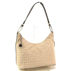 【最大30％OFF】ブルガリ BVLGARI ショルダーバッグ ロゴマニア ブルガリブルガリチャーム付き ベージュ×ブラウン×シルバー レディース 中古