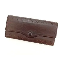 【最大30％OFF】ボッテガヴェネタ BOTTEGAVENETA キーケース イントレチャート ダークブラウン×ゴールド レディース 中古