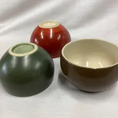 陶器製　湯呑み　小鉢　盛器　カラフル　3個セット　Q893