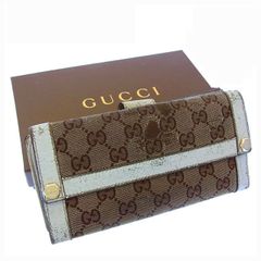 GUCCI グッチ GG柄 二つ折り長財布 キャンバス×レザー 212089 - メルカリ