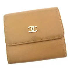 【最大30％OFF★ウィンターセール】シャネル CHANEL 二つ折り財布 ココマーク ベージュ×シルバー レディース 中古