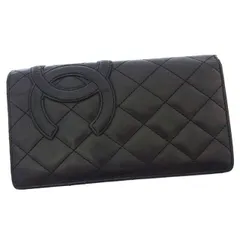【最大30％OFF★ウィンターセール】シャネル CHANEL 長財布 カンボンライン ブラック×ピンク×シルバー レディース 中古