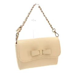 【最大30％OFF】アンテプリマ ANTEPRIMA ポーチ リボンモチーフ 内側キーリング付き ベージュ×ゴールド レディース 中古