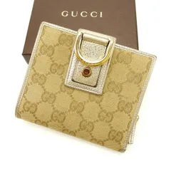 【最大30％OFF】グッチ GUCCI 二つ折り財布 ＧＧキャンバス ゴールド×ライトブラウン レディース 中古