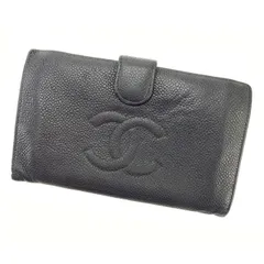 【最大30％OFF★ウィンターセール】シャネル CHANEL 二つ折り財布 キャビアスキン ブラック レディース 中古