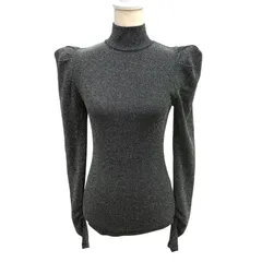 ZM1669 MOUSSY マウジー ハイネックパワーショルダー長袖ラメニット 黒地×銀ラメ糸 サイズF ショルダーパッド仕様