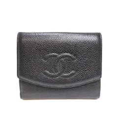 シャネル CHANEL 二つ折り財布 キャビアスキン A13496 ブラック ココマーク Wホック【中古】