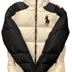 10s ポロラルフローレン ビックポニー ツートン ダウン ジャケット 白/ブラック