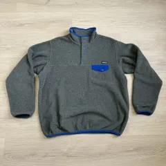 90s パタゴニア Synchilla（シンチラ） スナップ-T フリース グレー/コバルトブルー