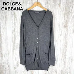 D&G DOLCE&GABBANA ドルチェアンドガッバーナ Vネック バージンウール ニット 長袖 カーディガン ダークグレー 大きいサイズ XL