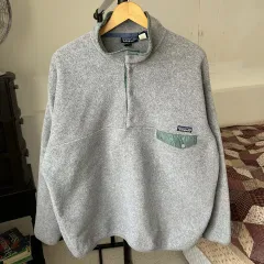 90s patagonia Synchilla（シンチラ） スナップT グレー/グリーン ジャマイカ