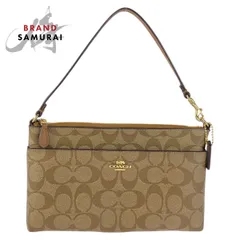 超美品 COACH コーチ シグネチャー ベージュ ブラウン ゴールド金具 PVC F1832 ハンドバッグ アクセサリーポーチ レディース 505000【中古】