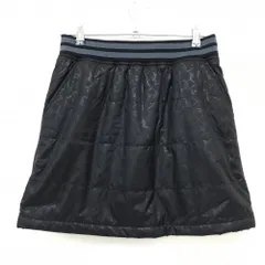 【超美品】マリクレール 中綿スカート 黒×グレー 地模様 ウエストゴム・ライン  レディース M ゴルフウェア marie claire