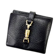 美品 GUCCI 黒レザー二つ折り財布 ゴールド金具 - メルカリ