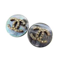 【最大30％OFF★ウィンターセール】シャネル CHANEL イヤリング ココマーク ネイビー×シルバー レディース 中古