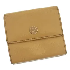 【最大30％OFF★ウィンターセール】シャネル CHANEL 二つ折り財布 ココボタン ベージュ×シルバー レディース 中古
