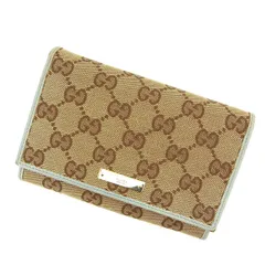 【最大30％OFF】グッチ GUCCI 二つ折り財布 ＧＧキャンバス ブルー×ベージュ レディース 中古