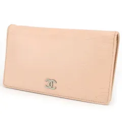 【最大30％OFF★ウィンターセール】シャネル CHANEL 長財布 カメリア /ココマーク付き ピンクベージュ×シルバー レディース 中古