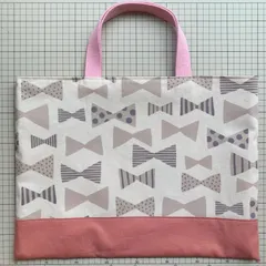 レッスンバッグ  マチなし　ナチュラルリボン