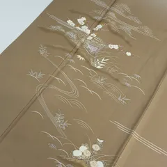 付下げ 駒刺繍 裄65 友禅 金彩 紋無し 訪問着 正絹 着物 MK-2219