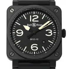 ★新品同様！Bell & Ross ベル＆ロス BR03-92-CBL セラミック ブラックマット 自動巻き メンズ★