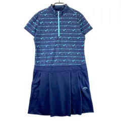 サイズ：L CALLAWAY キャロウェイ  ハーフジップ 半袖ワンピース ドット柄 ネイビー系 [240101549230] ゴルフウェア レディース ストスト