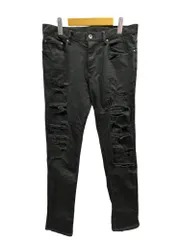 Semantic design (セマンティックデザイン) ハードクラッシュスキニーデニム ダメージ加工 539580 L ブラック メンズ/025