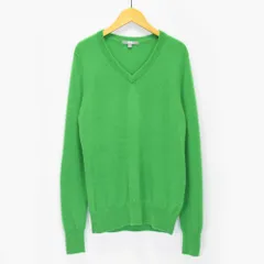 UNIQLO ユニクロ レディース Lサイズ カシミヤ 100% ニット セーター Vネック 長袖 グリーン 緑 151952